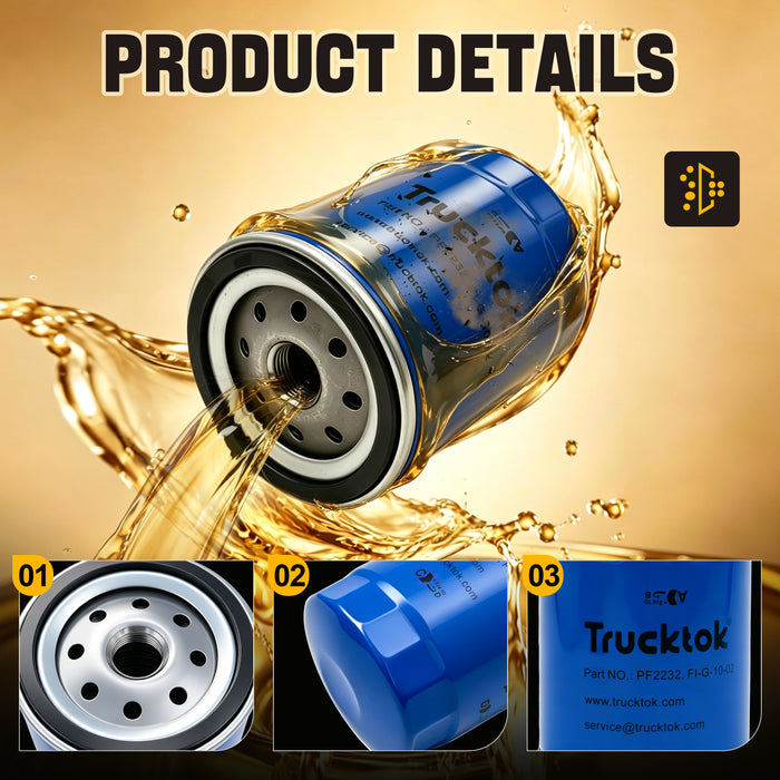 Trucktok 2001-2019 6.6L Silverado Sierra Duramax Oil Filter Replaces PF2232