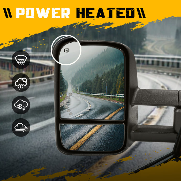 Trucktok Silverado Sierra 2014-2018 1500 & 2015-2018 2500HD 3500HD Power Heated LED Signal Towing Mirrors Pair