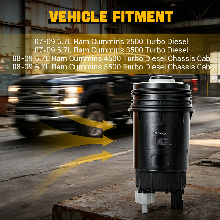 Trucktok 2007-2009 6.7L Dodge Ram Fuel Water Separator Filter Replaces FS43257