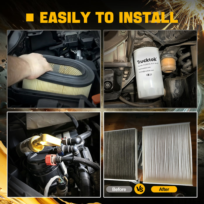 Trucktok 2017-2019 6.7L Ford Powerstroke Filter Set Replaces FD4625/FL2051S/FA1927/FP92