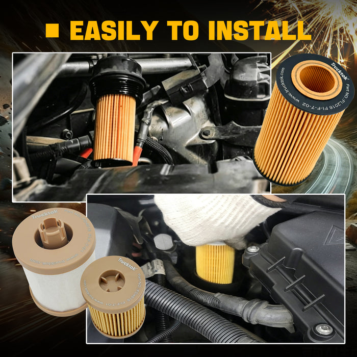 Trucktok 2008-2010 6.4L Ford Powerstroke Fuel & Oil Filters Maintenance Kit Replaces FD4617/FL2016