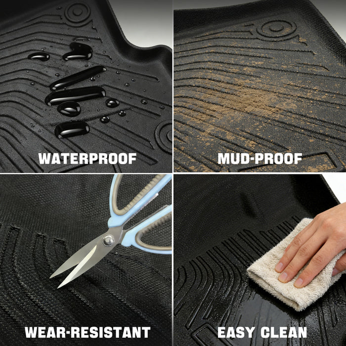 Trucktok Silverado Sierra 2019-2025 1500 & 2020-2025 2500HD 3500HD Crew Cab All-Weather TPE Floor Mats
