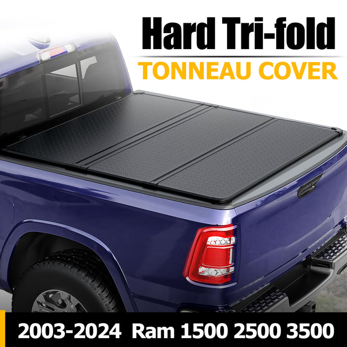 Trucktok 2003-2024 Dodge Ram 1500 2500 3500 6.4FT Hard Tri-Fold Tonneau Cover Truck Bed
