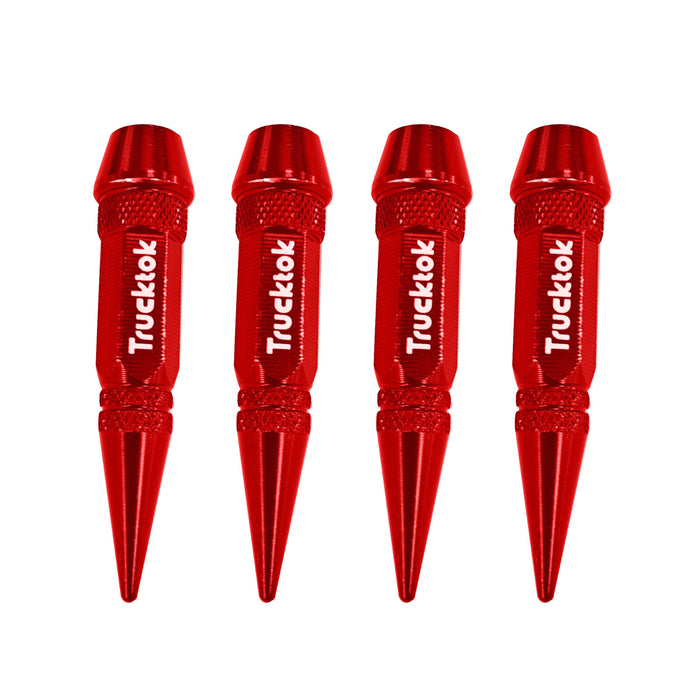 Trucktok 4pcs Aluminum Spike Bullet Valve Stem Caps Cover Wheel Tire Air Cap
