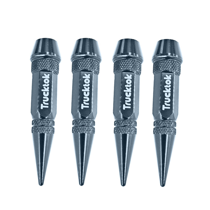 Trucktok 4pcs Aluminum Spike Bullet Valve Stem Caps Cover Wheel Tire Air Cap