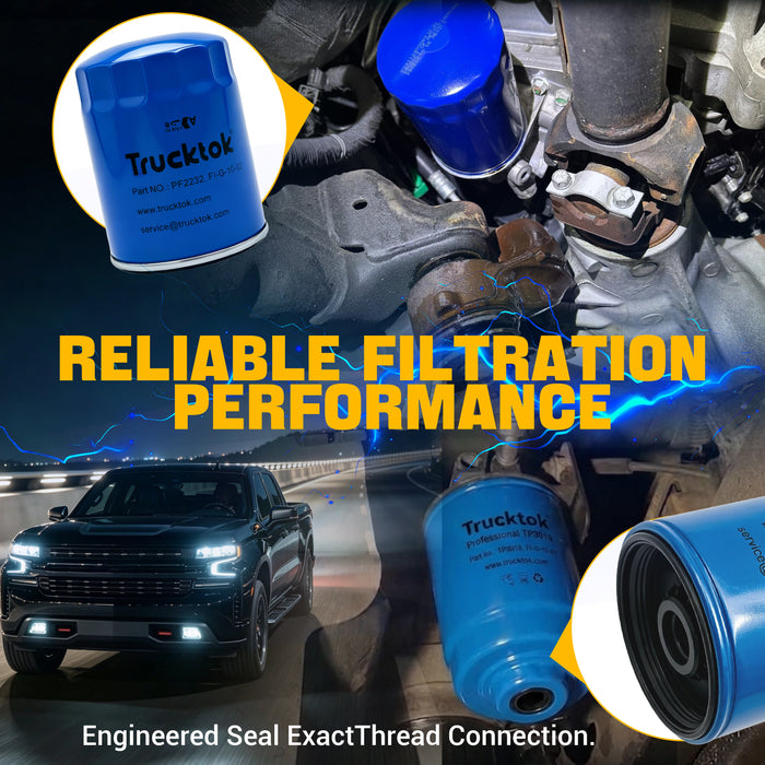Trucktok 2001-2016 6.6L Silverado Sierra Duramax Filter Set Replaces TP3018/PF2232