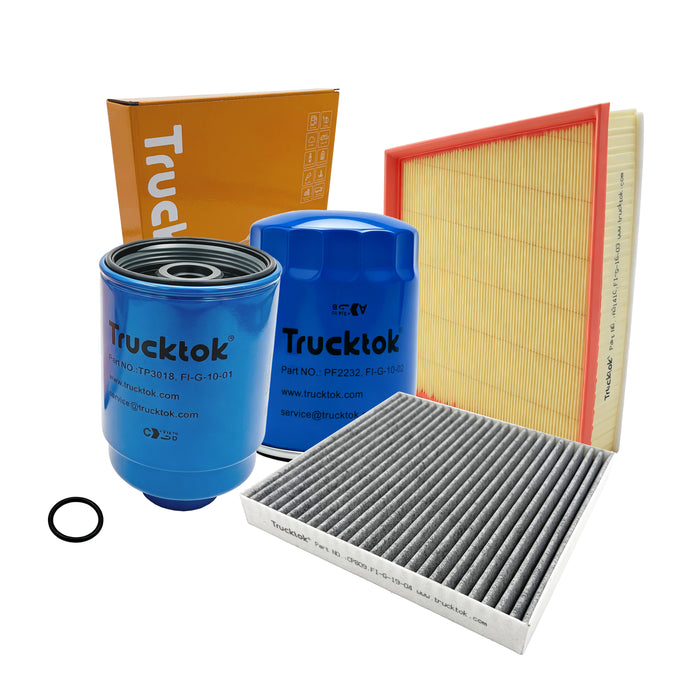 Trucktok 2014-2016 6.6L Silverado Sierra Duramax Filter Set Replaces TP3018/PF2232/A3141C/CP809