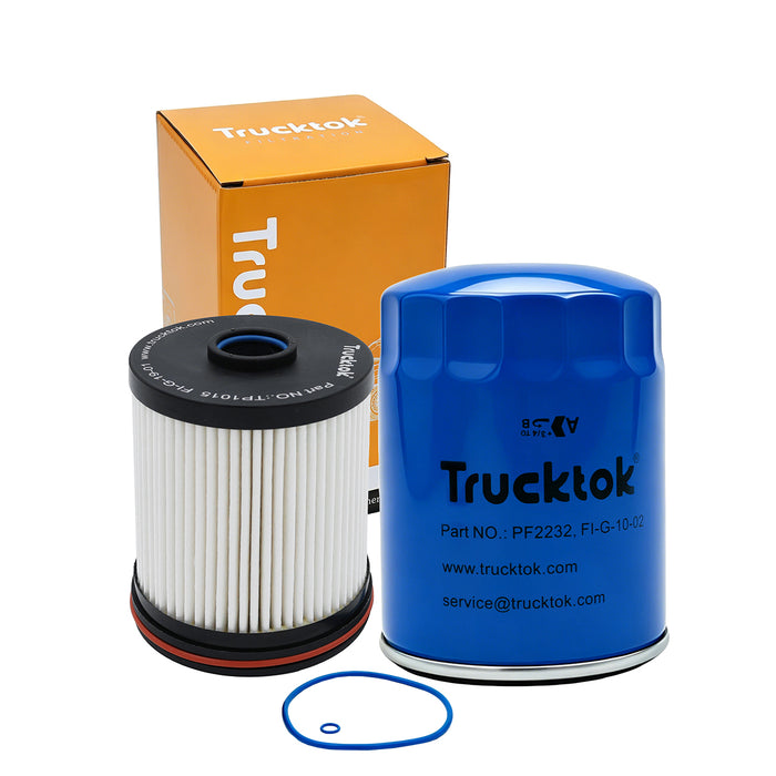 TruckTok 2017-2019 6.6L Silverado Sierra Duramax Fuel & Oil Filters Maintenance Kit Replaces TP1015/PF2232