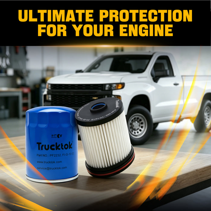 Trucktok 2017-2019 6.6L Silverado Sierra Duramax Filter Set Replaces TP1015/PF2232