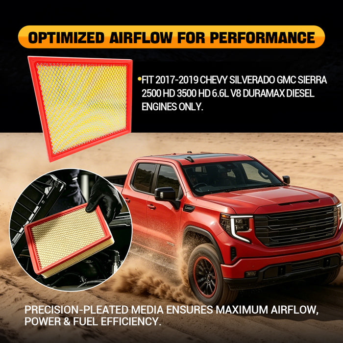 Trucktok 2017-2019 6.6L Silverado Sierra Duramax Air Filter Replaces A3231C A3257C