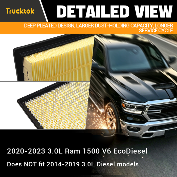 Trucktok 2020-2023 3.0L Ram 1500 Ecodiesel Air Filter Replaces 68441763AA