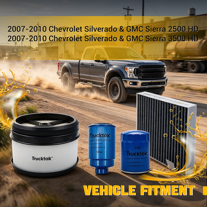 TruckTok 2007-2026 6.6L Silverado Sierra Duramax Fuel, Oil, Air & Cabin Filters Maintenance Kit