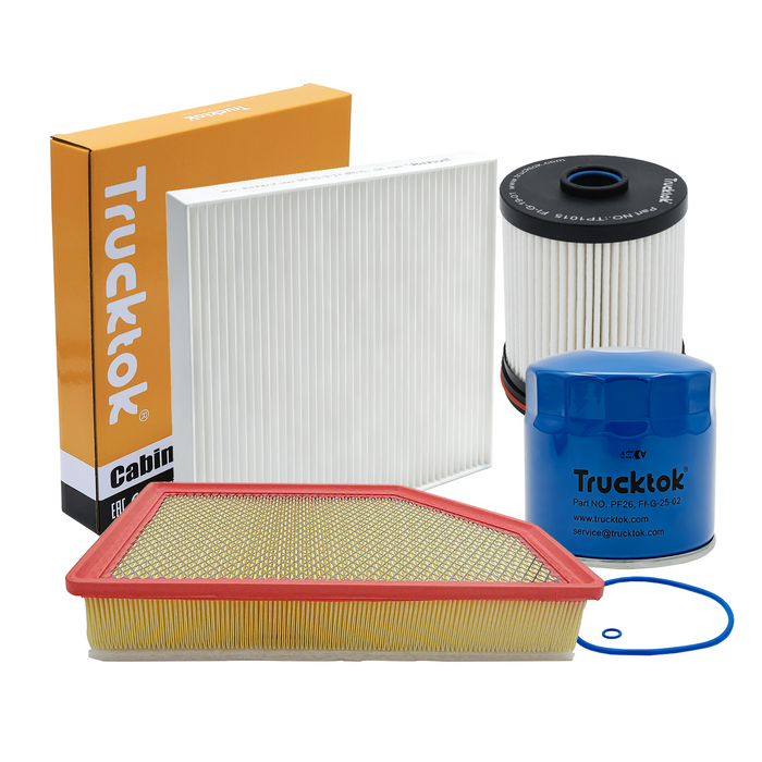 TruckTok 2007-2026 6.6L Silverado Sierra Duramax Fuel, Oil, Air & Cabin Filters Maintenance Kit