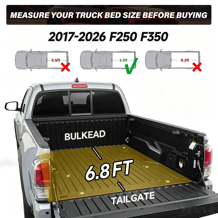 Trucktok 2017-2026 Ford F250 F350 6.8FT Soft Roll Up Tonneau Cover Truck Bed