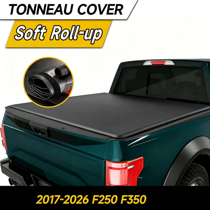 Trucktok 2017-2026 Ford F250 F350 6.8FT Soft Roll Up Tonneau Cover Truck Bed