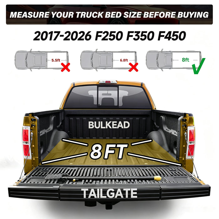 Trucktok 2017-2026 Ford F250 F350 Super Duty 8FT Soft Roll Up Tonneau Cover Bed