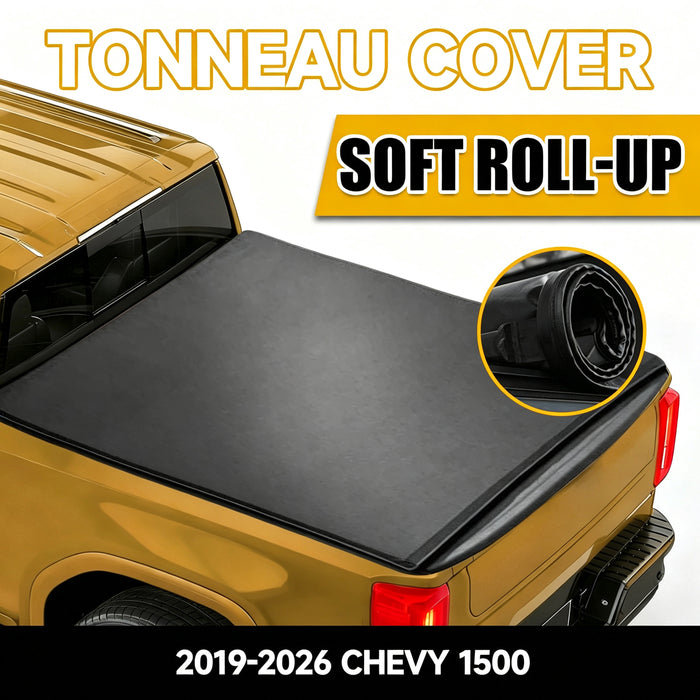 Trucktok 2019-2026 Chevy Silverado Sierra 5.8FT Soft Roll Up Tonneau Cover Bed