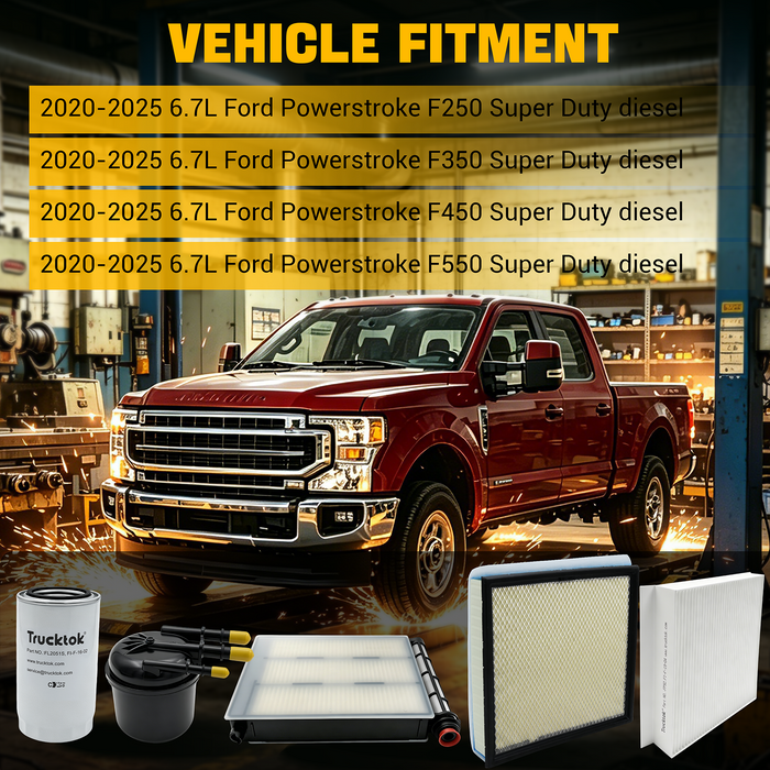 Trucktok 2003-2025 6.0L 6.4L 6.7L Ford Powerstroke Fuel, Oil & Air Filters Maintenance Kit