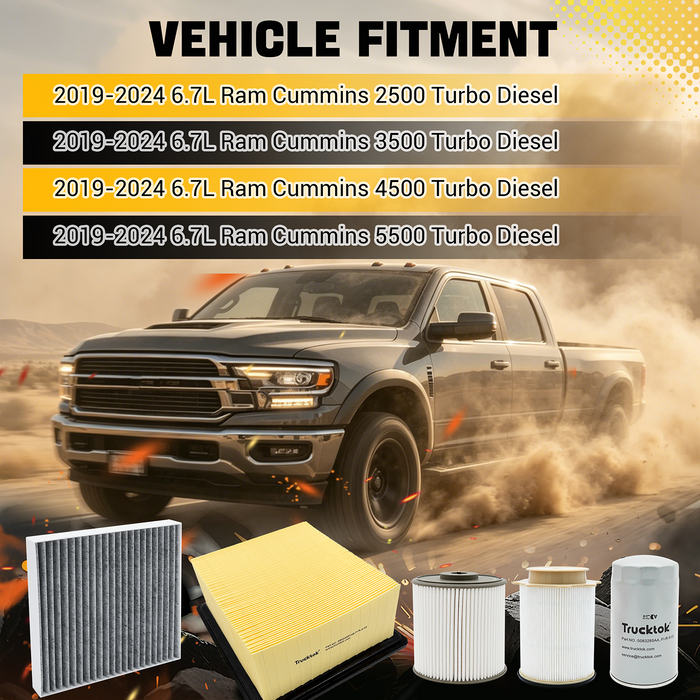 Trucktok 2007-2026 6.7L Dodge Ram Fuel, Oil, Air Filters Maintenance Kit