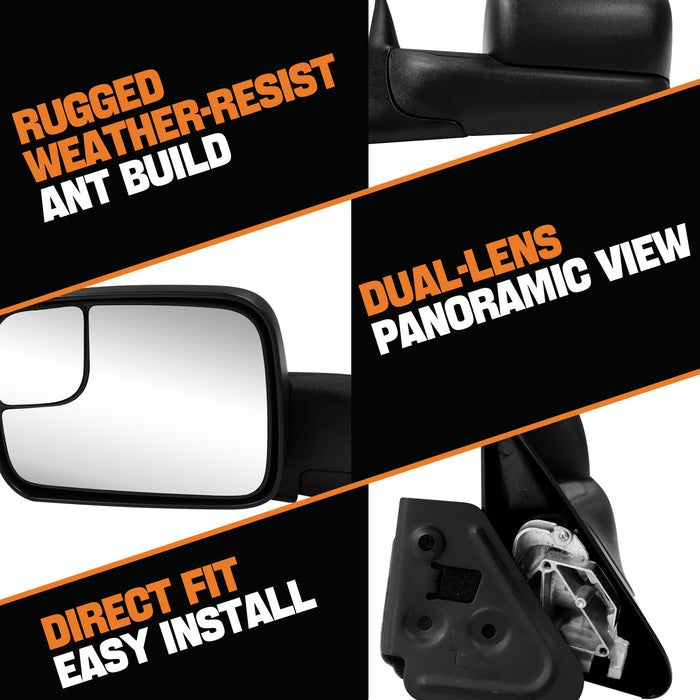 Trucktok Dodge Ram 1994-2001 1500 & 1994-2002 2500 3500 Manual Towing Mirrors Pair