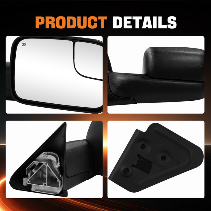 Trucktok Dodge Ram 1998-2001 1500 & 1998-2002 2500 3500 Power Heated Towing Mirrors Pair