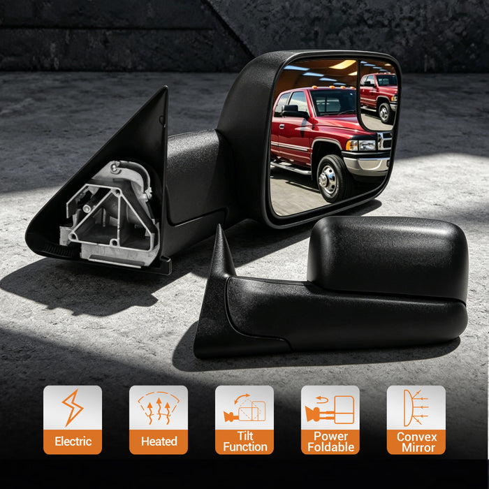 Trucktok Dodge Ram 1998-2001 1500 & 1998-2002 2500 3500 Power Heated Towing Mirrors Pair