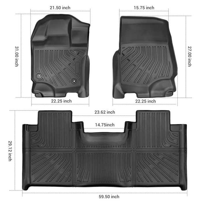Trucktok 2015-2025 Ford F150 SuperCab All-Weather TPE Floor Mats