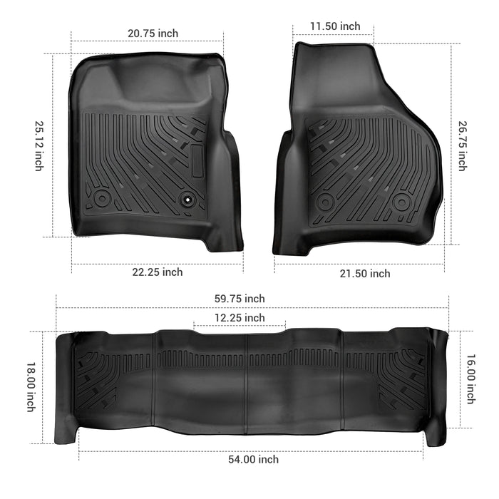 Trucktok 1999-2007 Ford F250 F350 F450 SuperCrew Cab All-Weather TPE Floor Mats