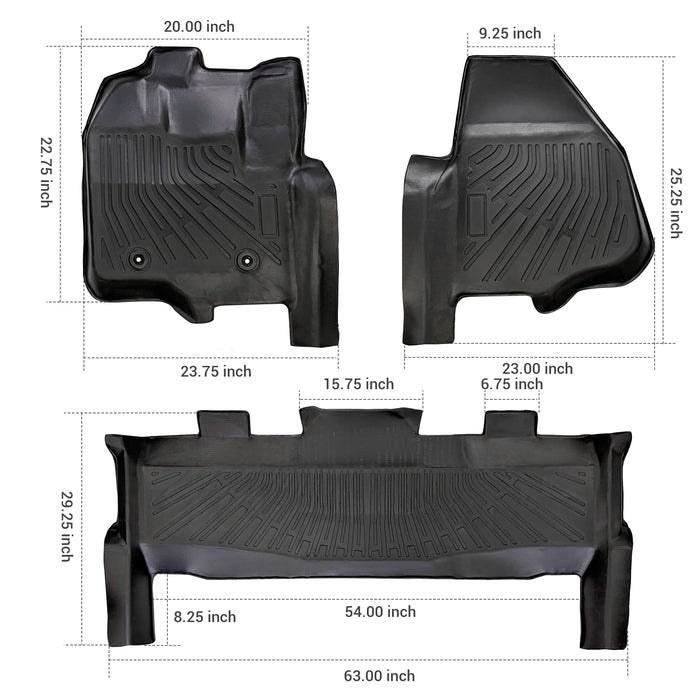 Trucktok 2012-2016 Ford F250 F350 F450 SuperCrew Cab All-Weather TPE Floor Mats
