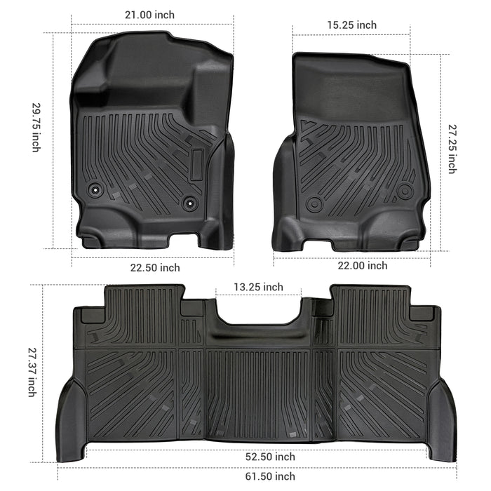 Trucktok 2017-2025 Ford F250 F350 F450 SuperCrew Cab All-Weather TPE Floor Mats