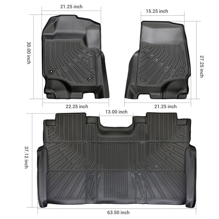 Trucktok 2017-2025 Ford F250 F350 F450 SuperCrew Cab All-Weather TPE Floor Mats