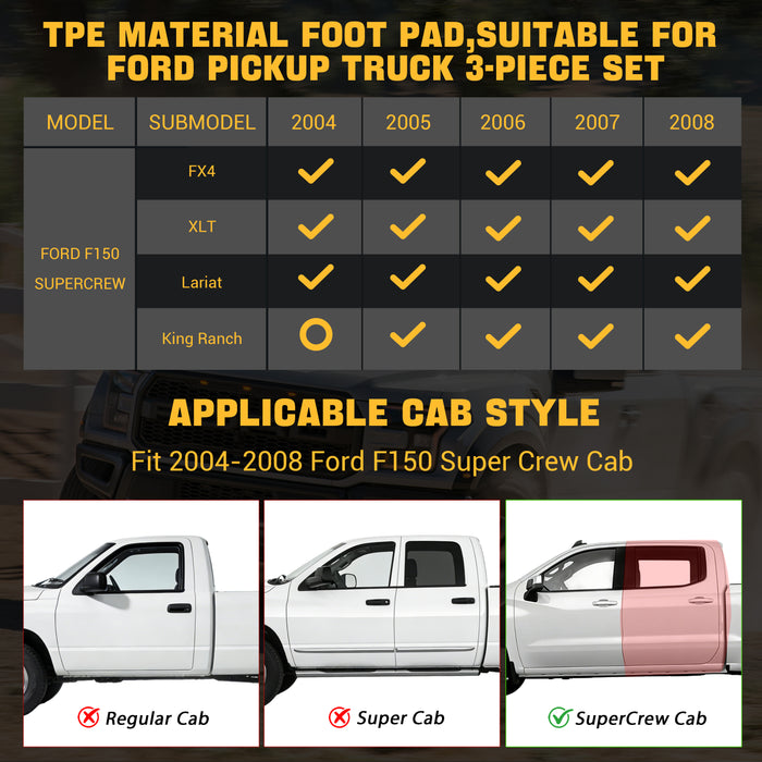 Trucktok 2004-2008 Ford F150 SuperCrew Cab All-Weather TPE Floor Mats