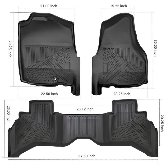 Trucktok Dodge Ram 2002-2008 1500 & 2003-2009 2500 3500 Crew Cab (Quad Cab) All-Weather Floor Mats