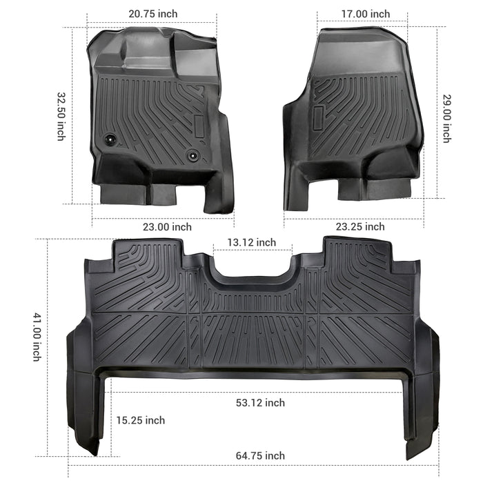 Trucktok 2015-2025 Ford F150 / F-150 Lightning SuperCrew Cab With Seat Storage All-Weather TPE Floor Mats