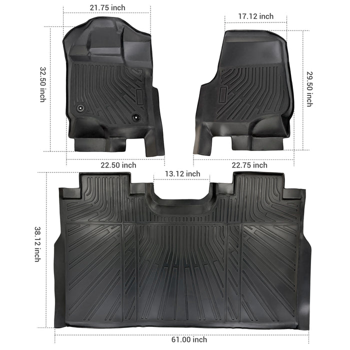 Trucktok 2015-2025 Ford F150 / F-150 Lightning SuperCrew Cab Without Seat Storage All-Weather TPE Floor Mats