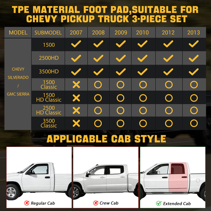 Trucktok 2007-2013 Silverado Sierra 1500 2500 Extend Cab All-Weather TPE Floor Mats