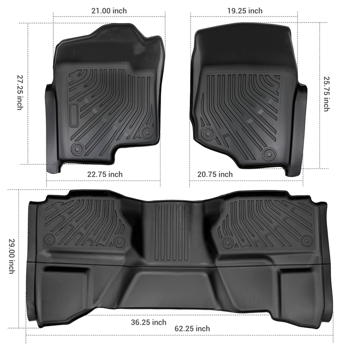 Trucktok 2007-2013 Silverado Sierra 1500 2500 Extend Cab All-Weather TPE Floor Mats