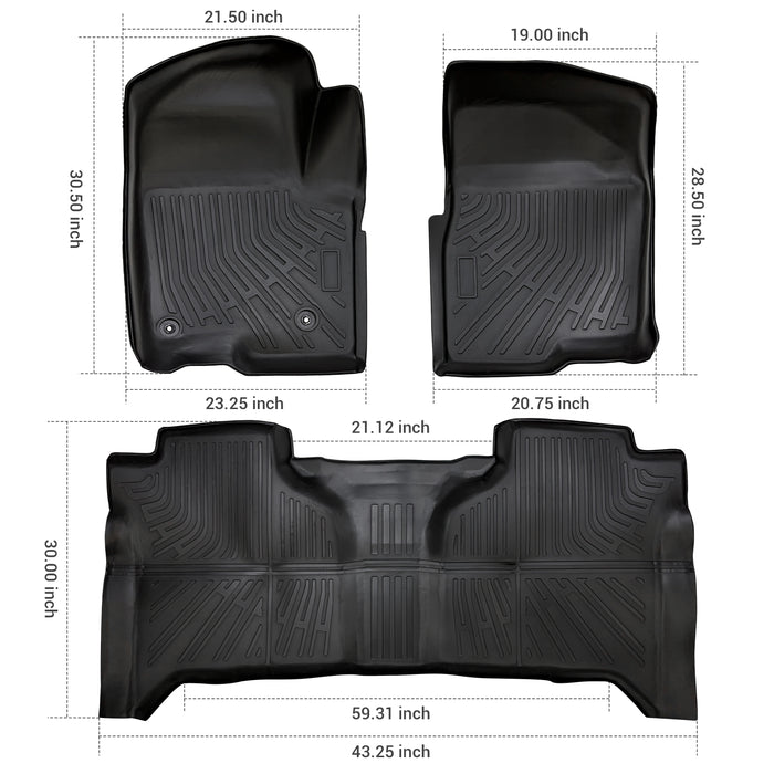 Trucktok 2019-2025 Silverado Sierra 1500 New Double Cab All-Weather TPE Floor Mats