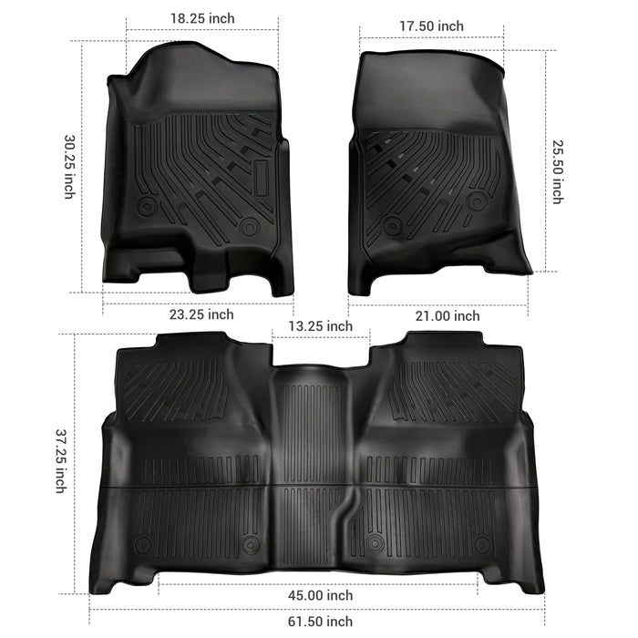 Trucktok Silverado Sierra 2007-2013 1500 & 2007-2014 2500HD 3500HD Crew Cab All-Weather TPE Floor Mats