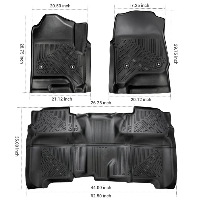 Trucktok Silverado Sierra 2014-2018 1500 & 2015-2019 2500HD 3500HD Crew Cab All-Weather TPE Floor Mats