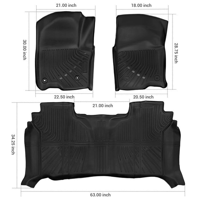 Trucktok Silverado Sierra 2019-2025 1500 & 2020-2025 2500HD 3500HD Crew Cab All-Weather TPE Floor Mats