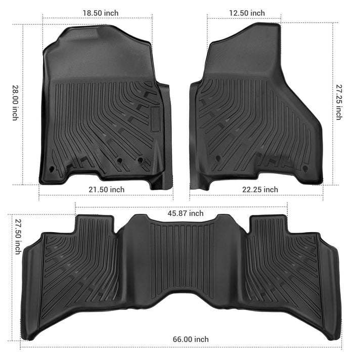 Trucktok Dodge Ram 2013-2018 1500 2500 3500 & 2019-2024 1500 Classic Crew Cab All-Weather TPE Floor Mats