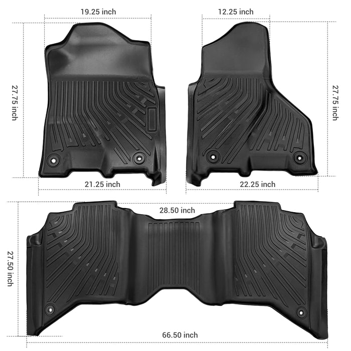 Trucktok 2019-2025 Dodge Ram 2500 3500 Crew Cab All-Weather Floor Mats