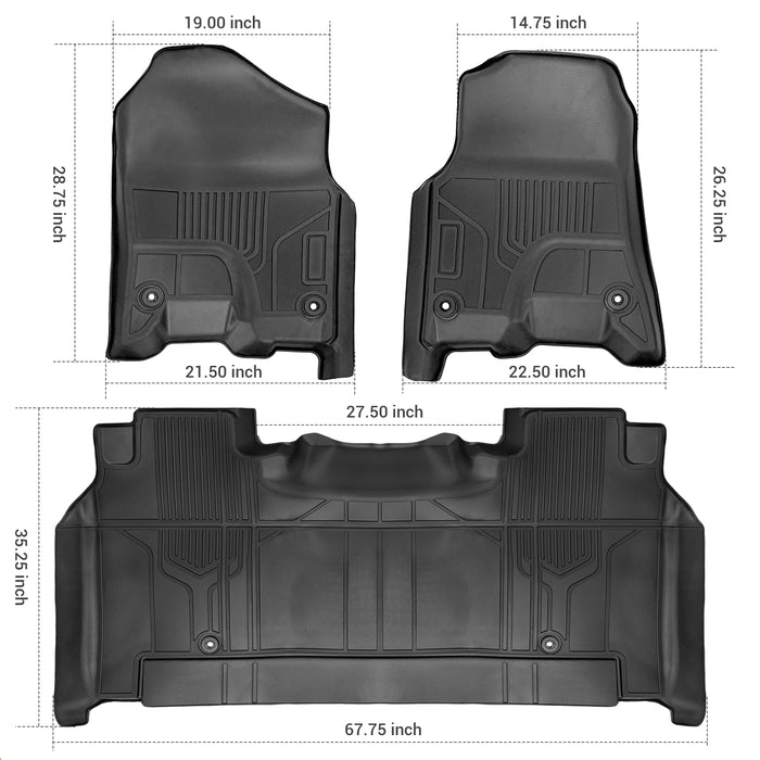 Trucktok 2019-2024 Dodge Ram 1500 New Body Crew Cab with Storage Box All-Weather Floor Mats