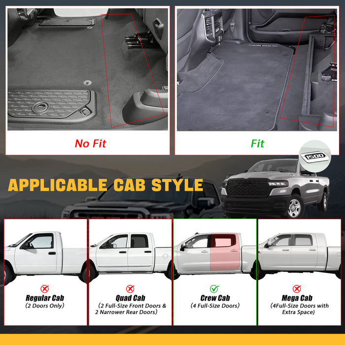 Trucktok Dodge Ram 2013-2026 1500 2500 3500 Crew Cab / Quad Cab / Mega Cab All-Weather TPE Floor Mats