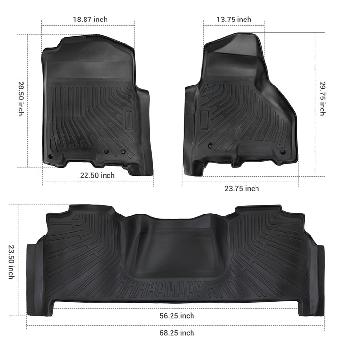 Trucktok 2010-2018 Dodge Ram 2500 3500 Mega Cab All-Weather TPE Floor Mats