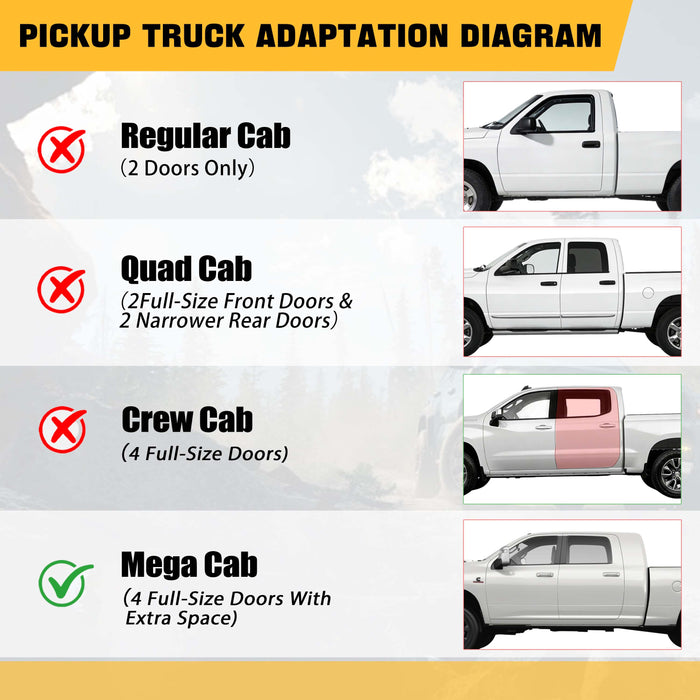 Trucktok 2010-2018 Dodge Ram 2500 3500 Mega Cab All-Weather TPE Floor Mats