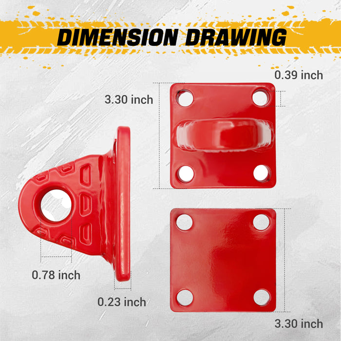 Trucktok 2Pcs Shackle Mounts 42,000 lbs Break Strength with Backer Plates