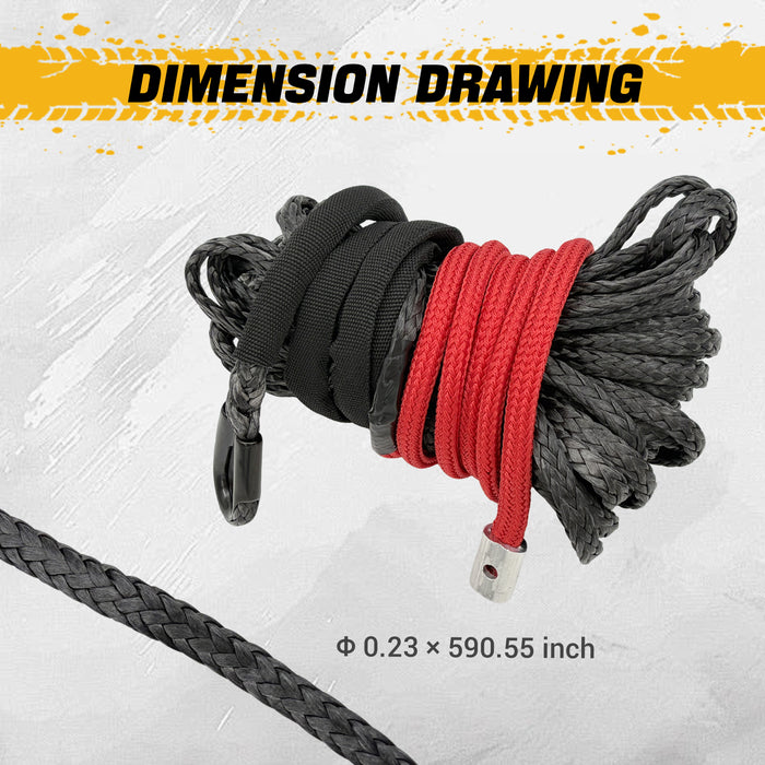 Trucktok 1/4" x 50ft Synthetic Winch Rope 7,400 lbs Breaking Strength