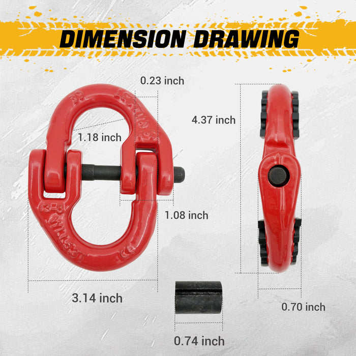 Trucktok 2Pcs 1/2" Hammerlock Coupling Links 47,000 lbs Break Strength